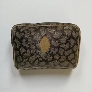 Authentic Vintage YVES SAINT LAURENT YSL PVC Gray CLUTCH BAG GREY Giraffe pouch